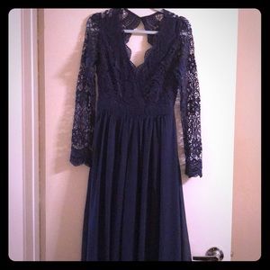 Navy Crochet Long Dress. Large